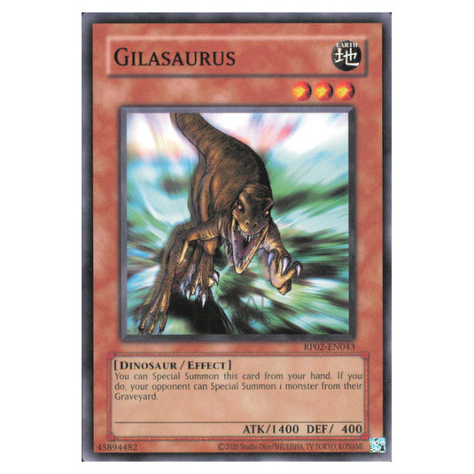 Gilasaurus RP02-EN043 card from the Yu-Gi-Oh! set Retro Pack 2 (2025)