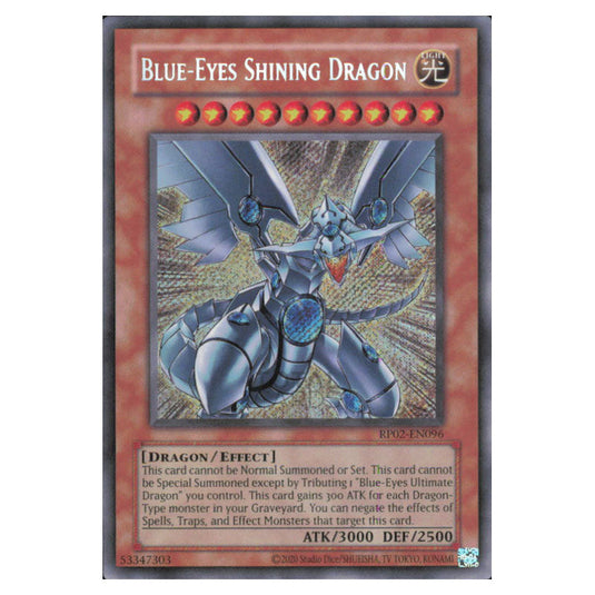 Blue-Eyes Shining Dragon RP02-EN096 card from the Yu-Gi-Oh! set Retro Pack 2 (2025)