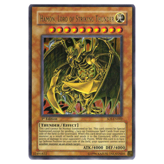 Hamon, Lord of Striking Thunder SOI-EN002 card from the Yu-Gi-Oh! set Shadow of Infinity