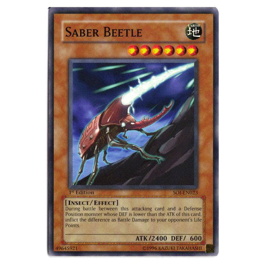 Saber Beetle SOI-EN023 card from the Yu-Gi-Oh! set Shadow of Infinity