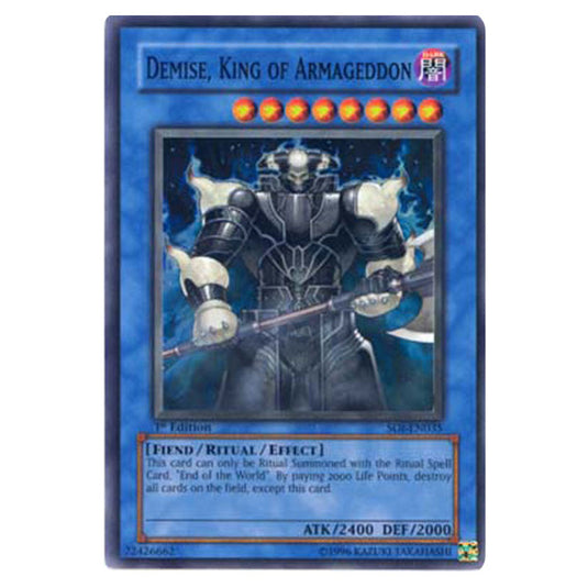 Demise, King of Armageddon SOI-EN035 card from the Yu-Gi-Oh! set Shadow of Infinity