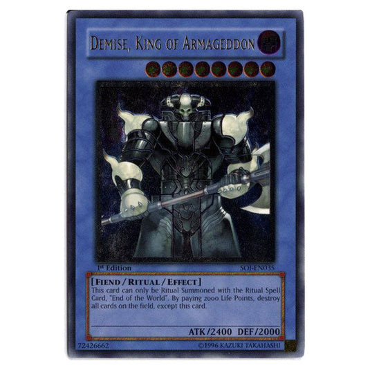 Demise, King of Armageddon SOI-EN035A card from the Yu-Gi-Oh! set Shadow of Infinity
