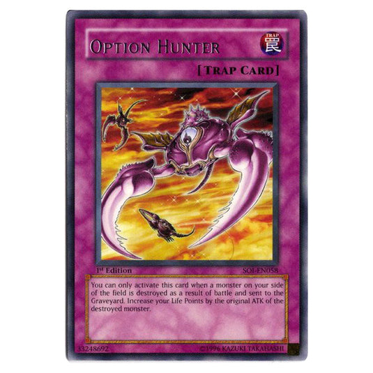 Option Hunter SOI-EN058 card from the Yu-Gi-Oh! set Shadow of Infinity