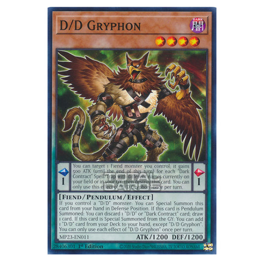 Yu-Gi-Oh! - Dueling Heroes - D/D Gryphon (Common) MP23-EN011