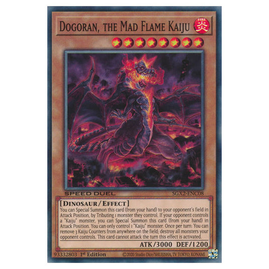 Yu-Gi-Oh! - Speed Duel GX: Midterm Paradox - Dogoran, the Mad Flame Kaiju (Secret Rare) SGX2-ENC08a